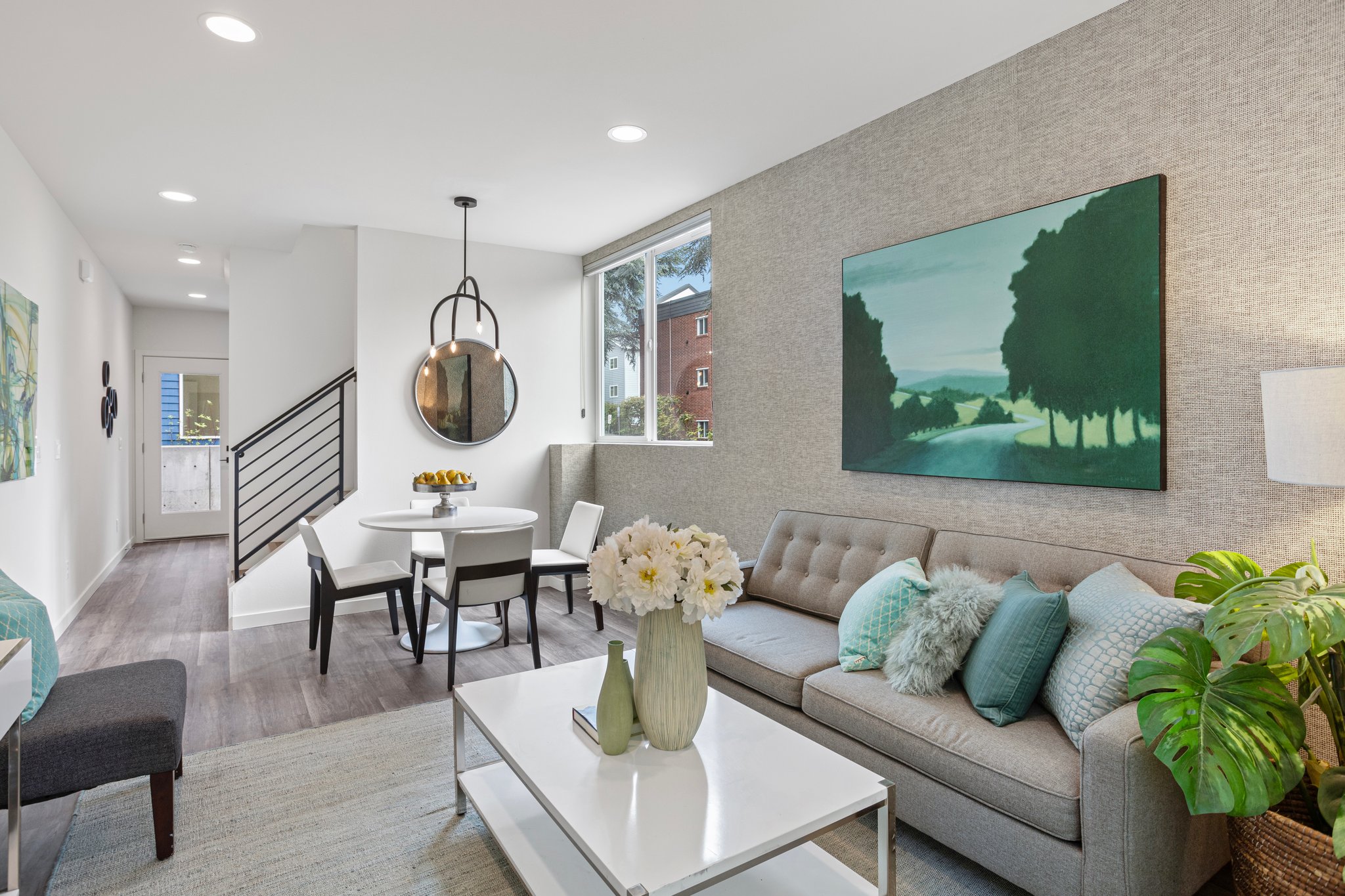 Living Room with Staircase